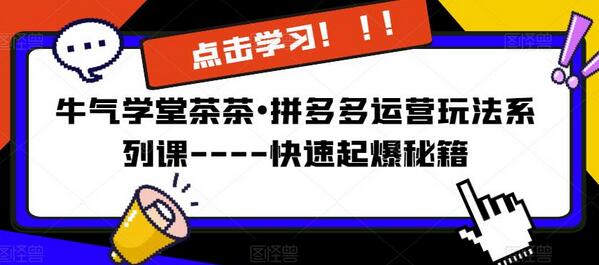 牛气学堂茶茶•拼多多运营玩法系列课—-快速起爆秘籍-七哥资源网 - 全网最全创业项目资源