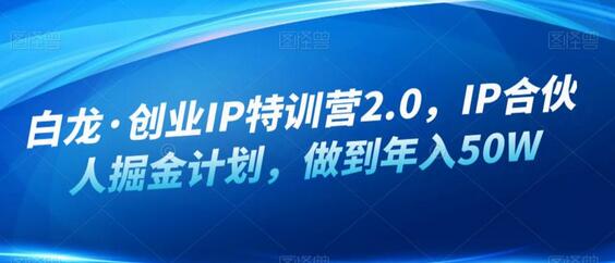 白龙·创业IP特训营2.0，IP合伙人掘金计划，做到年入50W-七哥资源网 - 全网最全创业项目资源