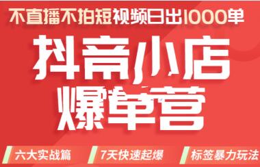 推易电商·2022年抖音小店爆单营【更新11月】，不直播，不拍短视频，日出1000单-七哥资源网 - 全网最全创业项目资源