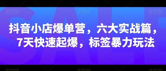 抖音小店爆单营，六大实战篇，7天快速起爆，标签暴力玩法-七哥资源网 - 全网最全创业项目资源