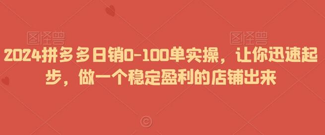 2024拼多多日销0-100单实操，让你迅速起步，做一个稳定盈利的店铺出来-七哥资源网 - 全网最全创业项目资源