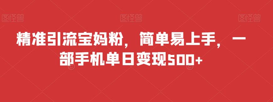 精准引流宝妈粉，简单易上手，一部手机单日变现500+-七哥资源网 - 全网最全创业项目资源