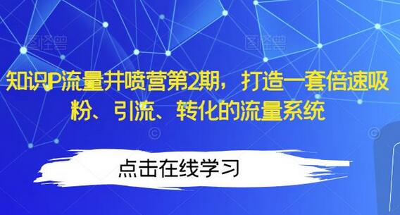 知识IP流量井喷营第2期，打造一套倍速吸粉、引流、转化的流量系统-七哥资源网 - 全网最全创业项目资源