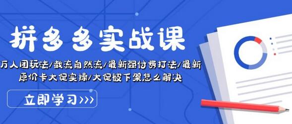 拼多多实战课：万人团玩法/截流自然流/最新强付费打法/最新原价卡大促..-七哥资源网 - 全网最全创业项目资源