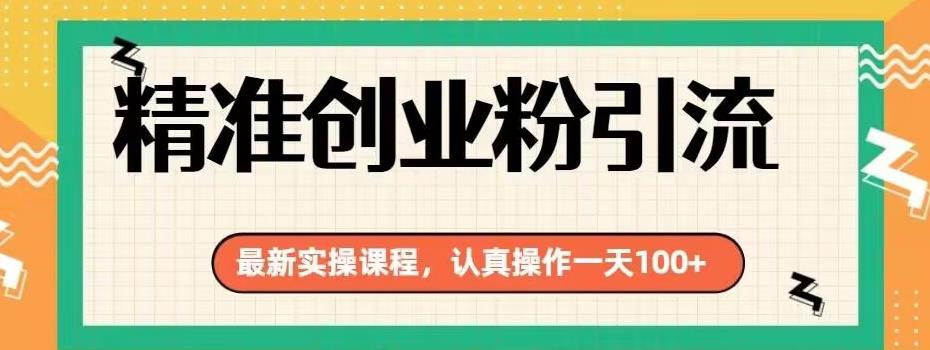 精准创业粉引流最新实操课程，认真操作一天100+-七哥资源网 - 全网最全创业项目资源