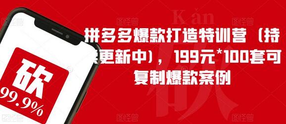 拼多多爆款打造特训营（持续更新中)，199元*100套可复制爆款案例-七哥资源网 - 全网最全创业项目资源