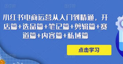 小红书电商运营从入门到精通，开店篇+选品篇+笔记篇+剪辑篇+赛道篇+内容篇+私域篇-七哥资源网 - 全网最全创业项目资源