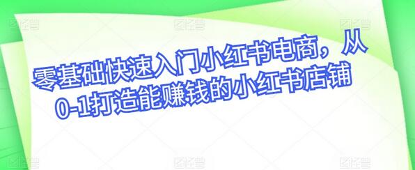 零基础快速入门小红书电商，从0-1打造能赚钱的小红书店铺-七哥资源网 - 全网最全创业项目资源