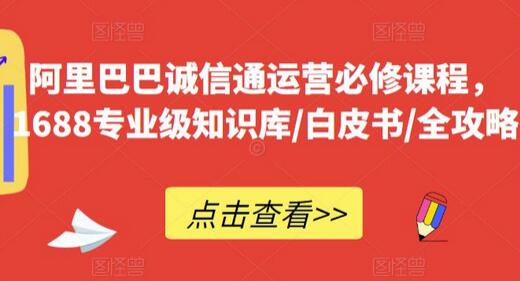 阿里巴巴诚信通运营必修课程，​1688专业级知识库/白皮书/全攻略-七哥资源网 - 全网最全创业项目资源