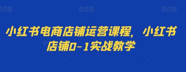 小红书电商店铺运营课程，小红书店铺0-1实战教学-七哥资源网 - 全网最全创业项目资源