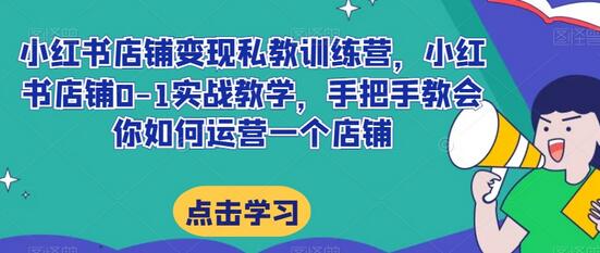 小红书店铺变现私教训练营，小红书店铺0-1实战教学，手把手教会你如何运营一个店铺-七哥资源网 - 全网最全创业项目资源