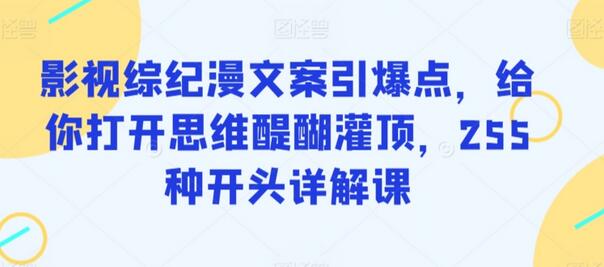 影视综纪漫文案引爆点，给你打开思维醍醐灌顶，255种开头详解课-七哥资源网 - 全网最全创业项目资源