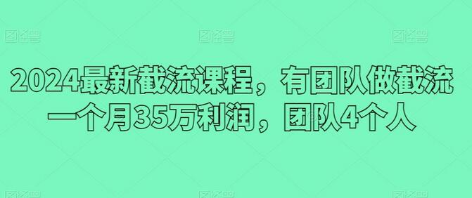 2024最新截流课程，有团队做截流一个月35万利润，团队4个人-七哥资源网 - 全网最全创业项目资源