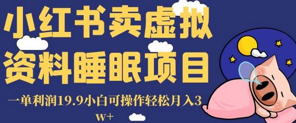 小红书卖虚拟资料睡眠项目，一单利润19.9小白可操作轻松月入3w+-七哥资源网 - 全网最全创业项目资源