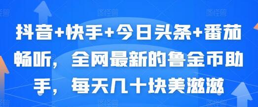 抖音+快手+今日头条+番茄畅听，全网最新的自动挂机撸金币，每天几十块美滋滋-七哥资源网 - 全网最全创业项目资源