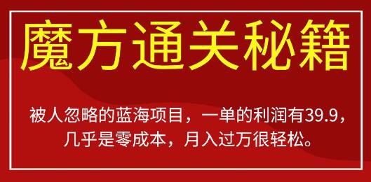 被人忽略的蓝海项目，魔方通关秘籍一单利润有39.9，几乎是零成本-七哥资源网 - 全网最全创业项目资源