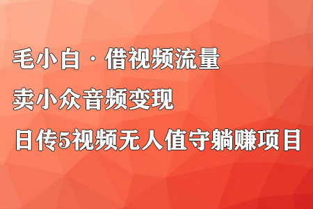 毛小白·借视频流量，卖小众音频变现，日传5视频无人值守躺赚项目-七哥资源网 - 全网最全创业项目资源