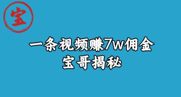 宝哥揭秘一条视频赚7W佣金，一个不需要真人露脸就能操作的短视频项目-七哥资源网 - 全网最全创业项目资源