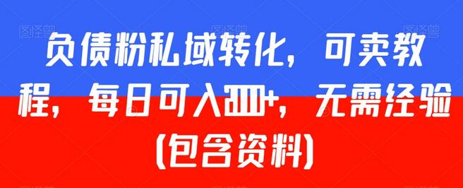 负债粉私域转化，可卖教程，每日可入2000+，无需经验（包含资料）-七哥资源网 - 全网最全创业项目资源