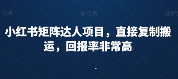 小红书矩阵达人项目，直接复制搬运，回报率非常高-七哥资源网 - 全网最全创业项目资源