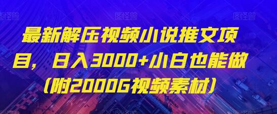 最新解压视频小说推文项目，日入3000+小白也能做（附2000G视频素材）-七哥资源网 - 全网最全创业项目资源