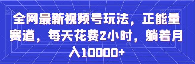 全网最新视频号玩法，正能量赛道，每天花费2小时，躺着月入10000+-七哥资源网 - 全网最全创业项目资源