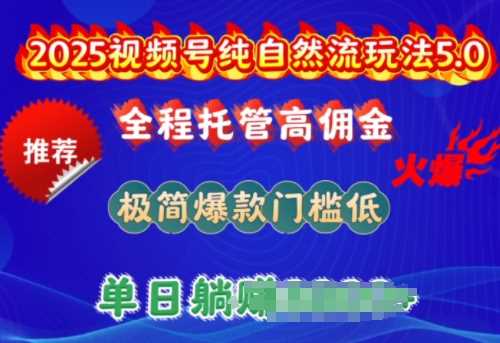 2025视频号纯自然流玩法5.0，全程托管高佣金，极简爆款门槛低，单日收益多张【揭秘】-七哥资源网 - 全网最全创业项目资源