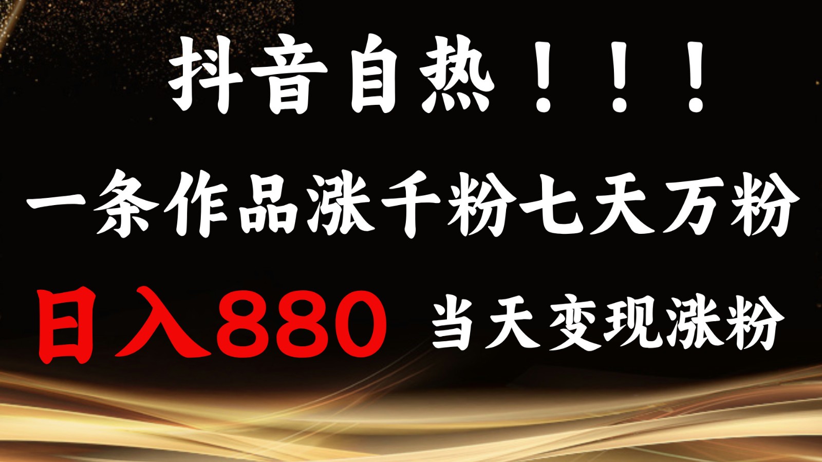 抖音小红书自热，一条作品1000粉，7天万粉，单日变现880收益-七哥资源网 - 全网最全创业项目资源