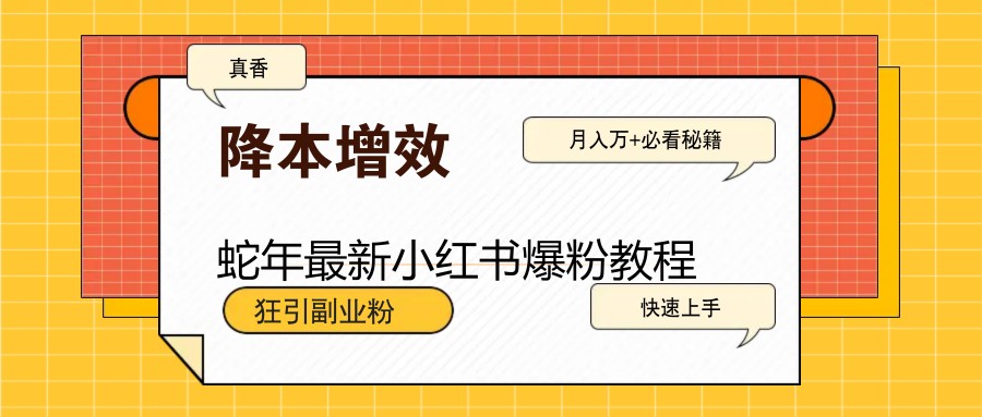 蛇年最新小红书爆粉教程，狂引副业粉，月入万+必看-七哥资源网 - 全网最全创业项目资源