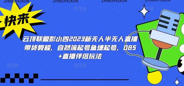 云顶联盟彭小四2023新无人半无人直播带货教程，自然流起号鱼塘起号，OBS+直播伴侣玩法-七哥资源网 - 全网最全创业项目资源