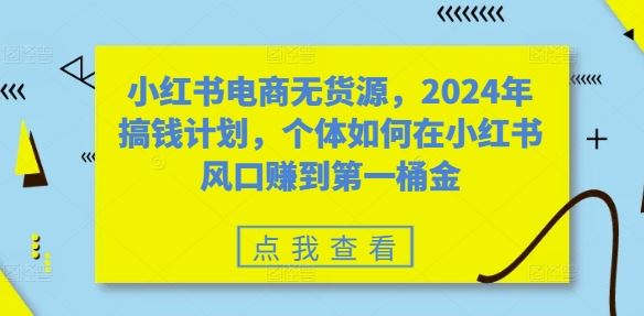 小红书电商无货源，2024年搞钱计划，个体如何在小红书风口赚到第一桶金-七哥资源网 - 全网最全创业项目资源