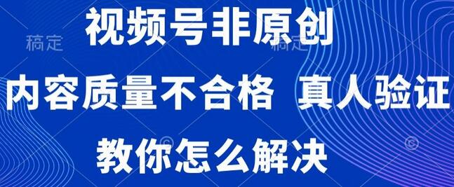 视频号非原创，内容质量不合格，真人验证，违规怎么解决-七哥资源网 - 全网最全创业项目资源