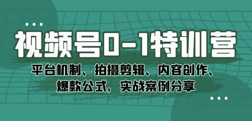 视频号0-1特训营：平台机制、拍摄剪辑、内容创作、爆款公式，实战案例分享-七哥资源网 - 全网最全创业项目资源