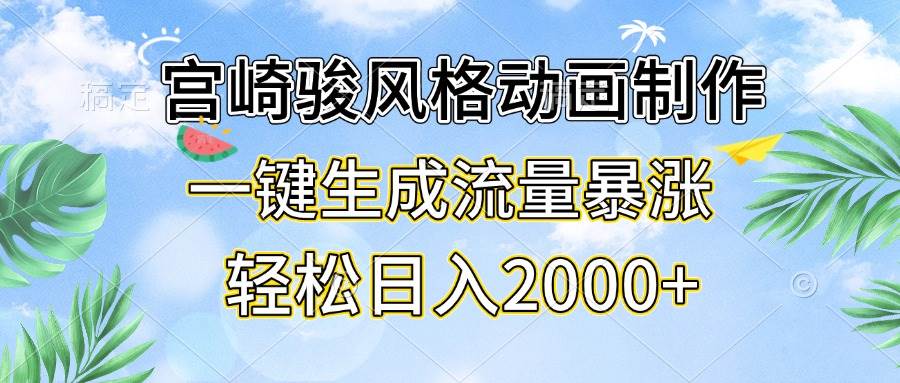 （13386期）宫崎骏风格动画制作，一键生成流量暴涨，轻松日入2000+-七哥资源网 - 全网最全创业项目资源