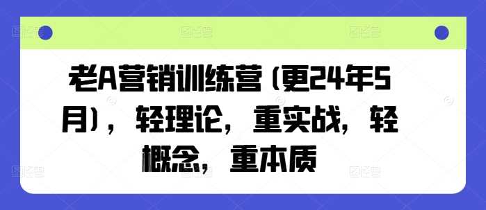 老A营销训练营(更24年10月)，轻理论，重实战，轻概念，重本质-七哥资源网 - 全网最全创业项目资源