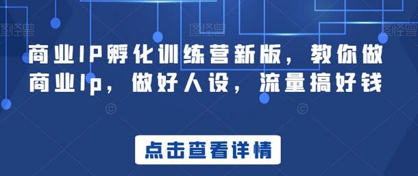 商业IP孵化训练营新版，教你做商业Ip，做好人设，流量搞好钱-七哥资源网 - 全网最全创业项目资源