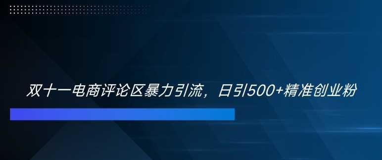 双十一电商评论区暴力引流，日引500+精准创业粉【揭秘】-七哥资源网 - 全网最全创业项目资源