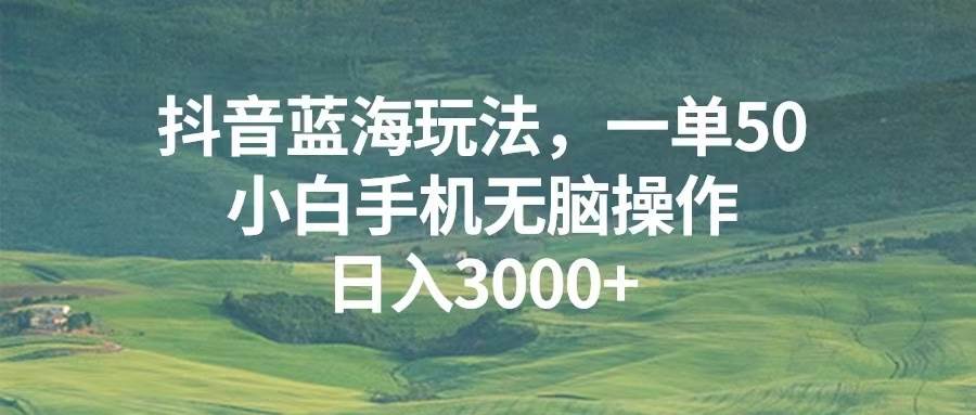 （13353期）抖音蓝海玩法，一单50，小白手机无脑操作，日入3000+-七哥资源网 - 全网最全创业项目资源