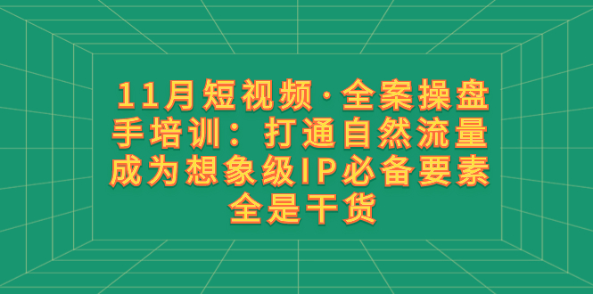 【终身VIP专享】参哥-11月短视频·全案操盘手培训：打通自然流量 成为想象级IP必备要素 全是干货-七哥资源网 - 全网最全创业项目资源