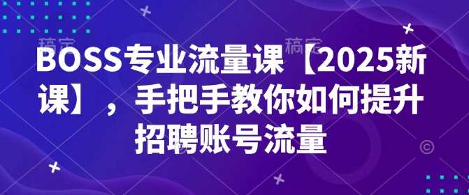 BOSS专业流量课【2025新课】，手把手教你如何提升招聘账号流量-七哥资源网 - 全网最全创业项目资源