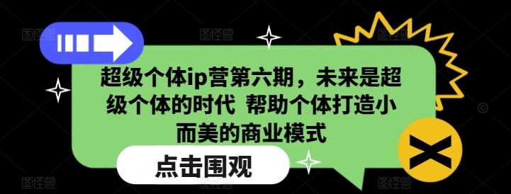 超级个体ip营第六期，未来是超级个体的时代  帮助个体打造小而美的商业模式-七哥资源网 - 全网最全创业项目资源