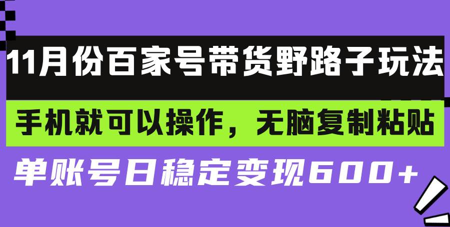 （13281期）百家号带货野路子玩法 手机就可以操作，无脑复制粘贴 单账号日稳定变现…-七哥资源网 - 全网最全创业项目资源