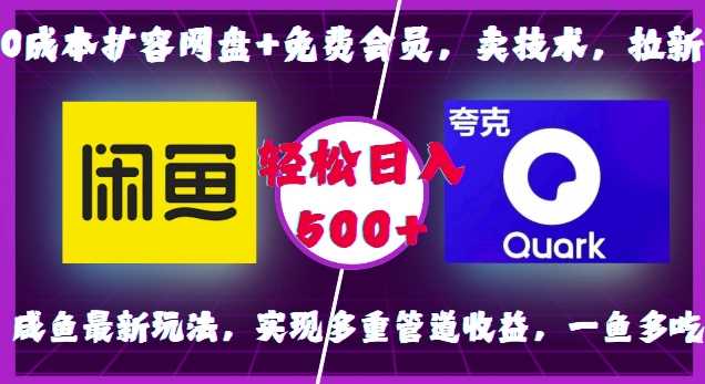 0成本扩容网盘+免费会员，卖技术，拉新，咸鱼最新玩法，实现多重管道收益，一鱼多吃，轻松日入500+-七哥资源网 - 全网最全创业项目资源