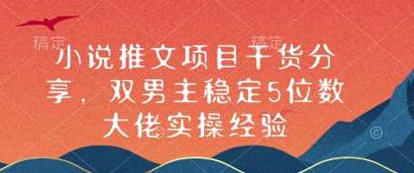 小说推文项目干货分享，双男主稳定5位数大佬实操经验-七哥资源网 - 全网最全创业项目资源