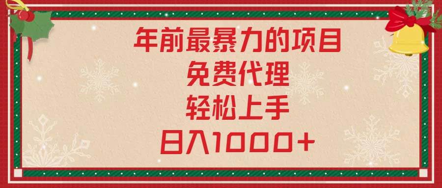 （13773期）年前最暴力的项目，免费代理，轻松上手，日入1000+-七哥资源网 - 全网最全创业项目资源