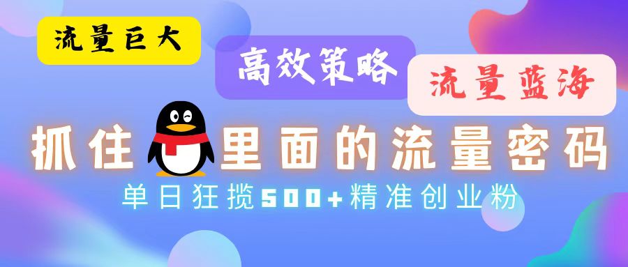 （13068期）流量蓝海，抓住QQ里面的流量密码！高效策略，单日狂揽500+精准创业粉-七哥资源网 - 全网最全创业项目资源