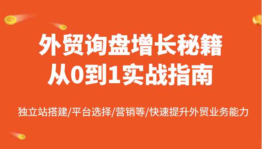 外贸询盘增长秘籍从0到1实战指南，独立站搭建/平台选择/营销等/快速提升外贸业务能力-七哥资源网 - 全网最全创业项目资源