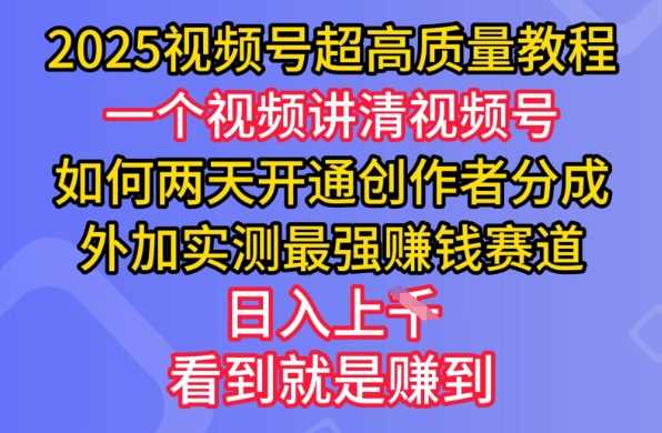 2025视频号超高质量教程，两天开通创作者分成，外加实测最强挣钱赛道，日入多张-七哥资源网 - 全网最全创业项目资源