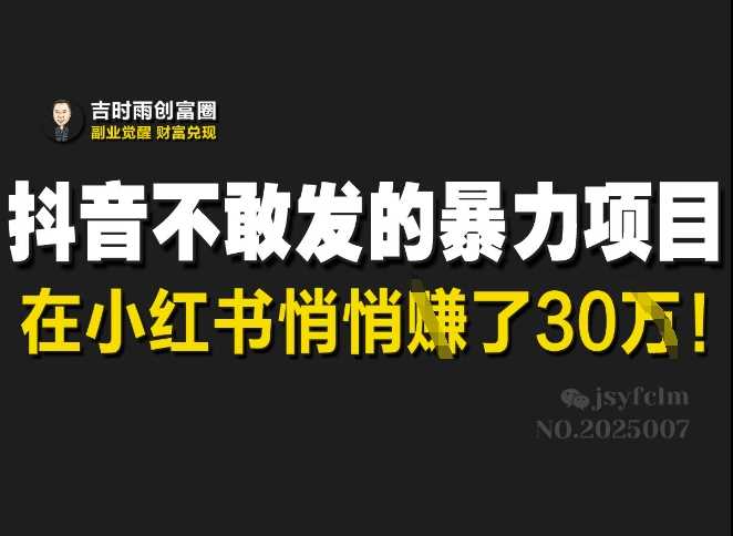 抖音不敢发的暴利项目，在小红书悄悄挣了30W-七哥资源网 - 全网最全创业项目资源